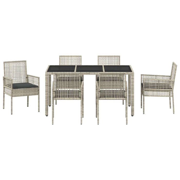 Hage Spisegruppe 7 pcs Lysegrå 150 x 90 x 75 cm Poly Rotting