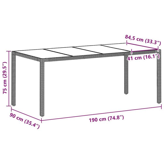 Hage Spisegruppe 7 pcs Lysegrå 190 x 90 x 75 cm Poly Rotting