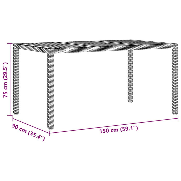 5 Delt Hage Spisestue Set med Puter Svart Poly Rattan