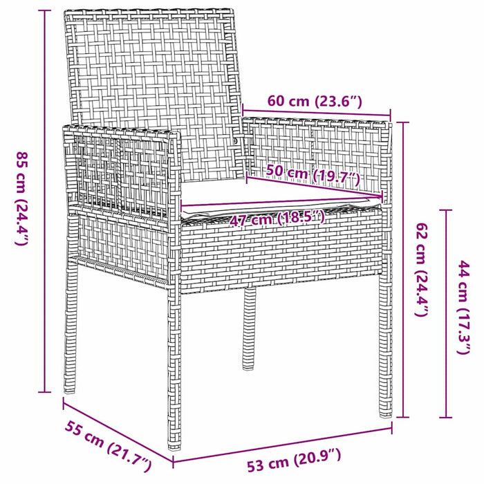 9 Delt Hagemøbelsett med Puter - Svart Poly Rattan