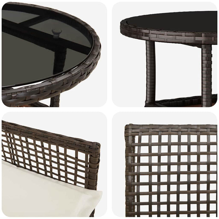 3 Delt Hage Spisebordsett Brun Poly Rotting