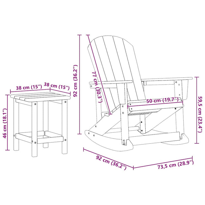 Hage lounge sett 3 pcs Marineblå Standard 38 x 38 x 46 cm HDPE