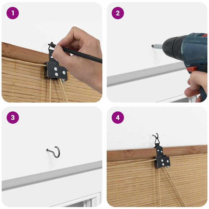 Vindu Persienner & Gardiner med gardiner Lys Brun Bambus