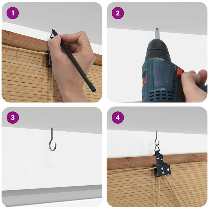 Vindu Persienner & Gardiner med gardiner Lys Brun Bambus