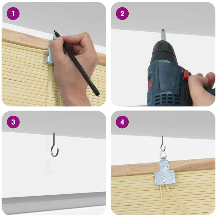 Vindu Persienner & Gardiner med gardiner Naturlig Bambus