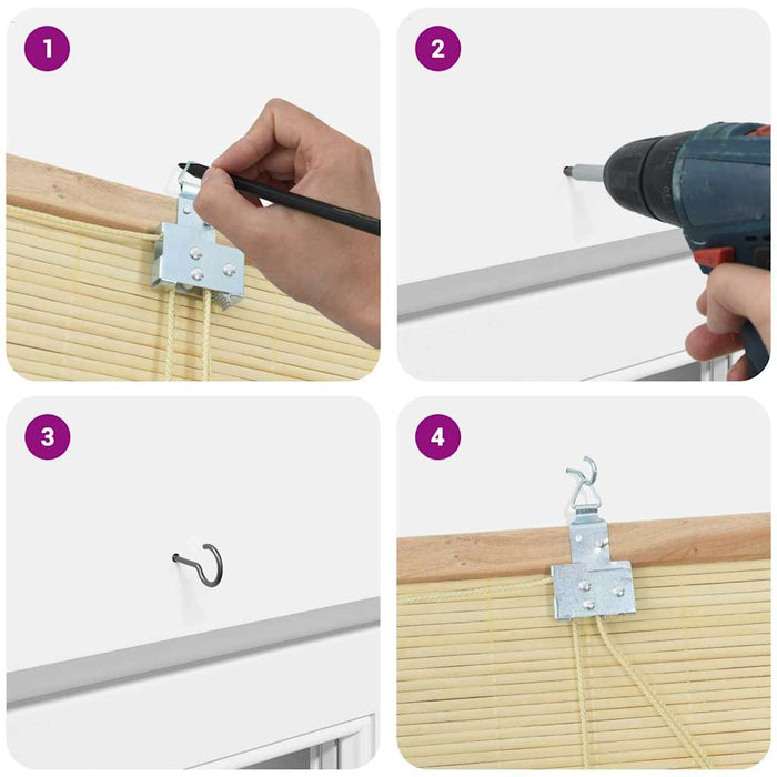 Vindu Persienner & Gardiner med gardiner Naturlig Bambus