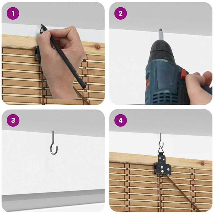 Rullegardin med gardiner Lys Brun 120 x 160 cm Bambus