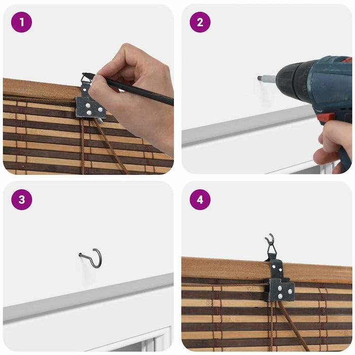 Vindu Persienne med gardiner Brun 90 x 160 cm Bambus