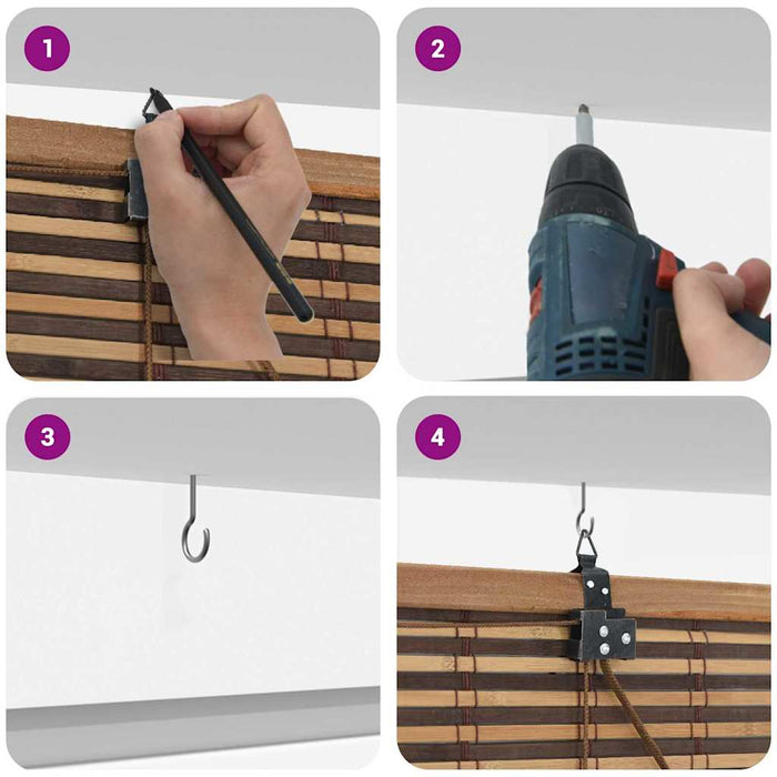 Vindu Persienne med gardiner Brun 90 x 160 cm Bambus