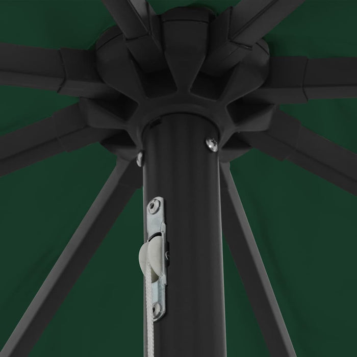 Hageparasol med LED-lys ø395x245 cm Grønn