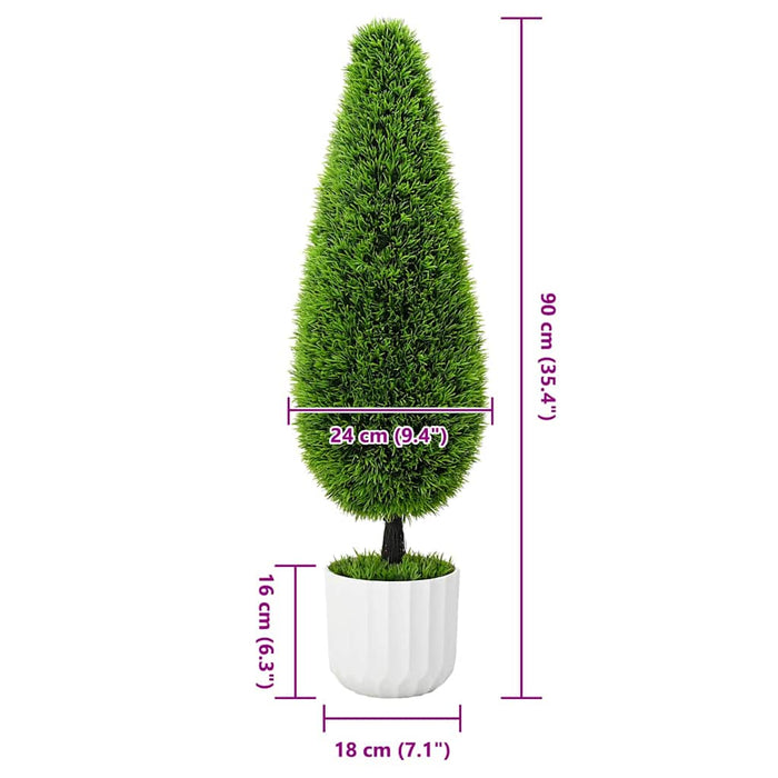 Kunstig Plante Topiary Furu med Potte 24x90 cm Grønn