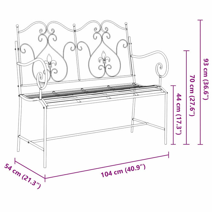 benk Hvit Metall 104 x 54 x 93 cm Holdbar Utendørs benk