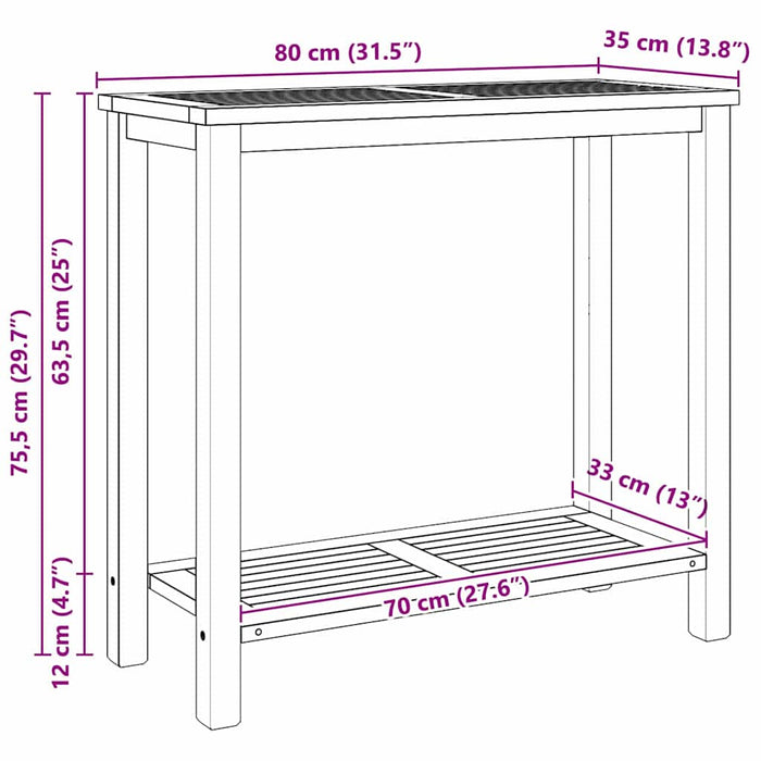 Kaffebord med lagring Brun 85 x 35 x 75 cm Heltre teak