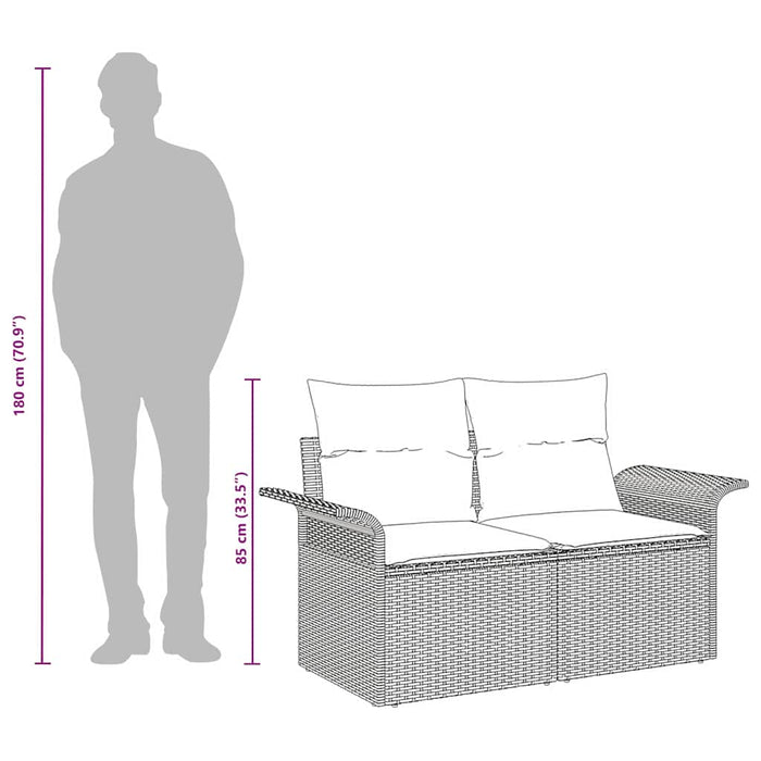 Hagemøbelsofa med pute Svart 141 x 62 x 69cm polyrotting