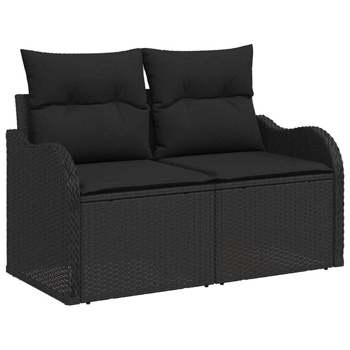 Hagemøbelsofa med pute Svart 121 x 62 x 69cm polyrotting