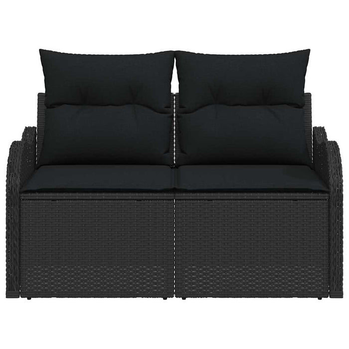 Hagemøbelsofa med pute Svart 121 x 62 x 69cm polyrotting