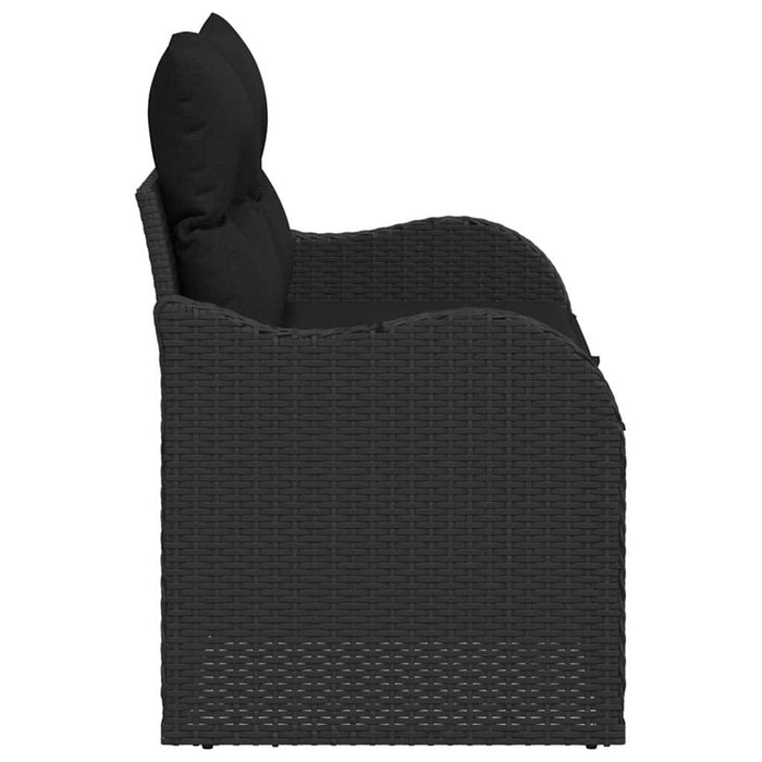 Hagemøbelsofa med pute Svart 121 x 62 x 69cm polyrotting