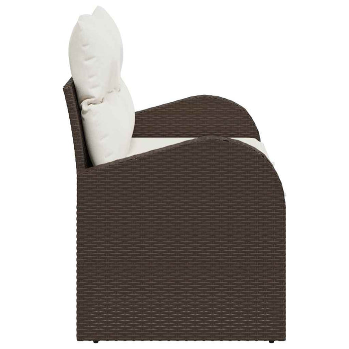 Hagemøbelsofa med pute Brun 124 x 62 x 69cm polyrotting