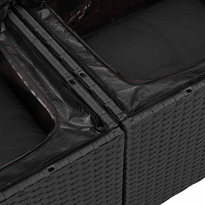 Hagemøbelsofa med pute Svart 124 x 62 x 69cm polyrotting