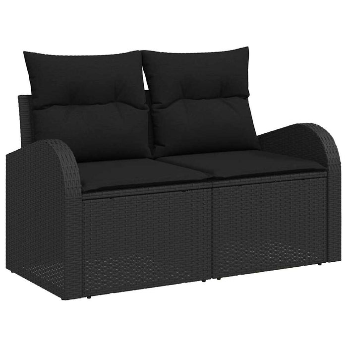 Hagemøbelsofa med pute Svart 124 x 62 x 69cm polyrotting