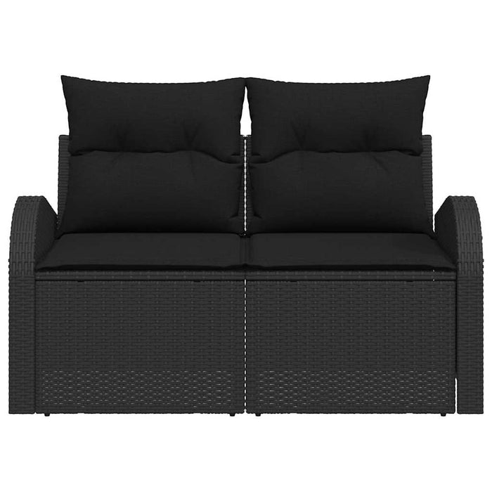 Hagemøbelsofa med pute Svart 124 x 62 x 69cm polyrotting