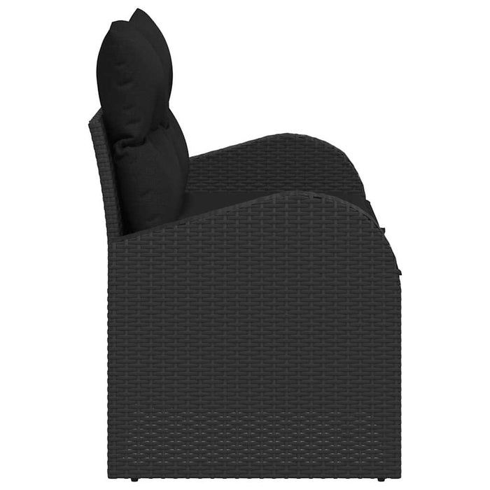 Hagemøbelsofa med pute Svart 124 x 62 x 69cm polyrotting