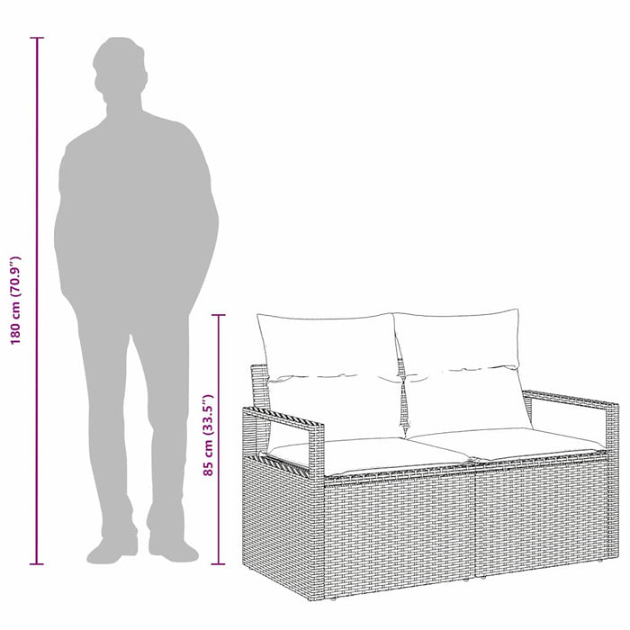 Hagemøbelsofa med pute Beige 120 x 62 x 69cm polyrotting