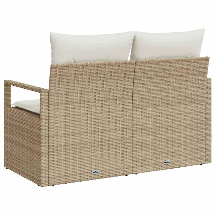 Hagemøbelsofa med pute Beige 120 x 62 x 69cm polyrotting