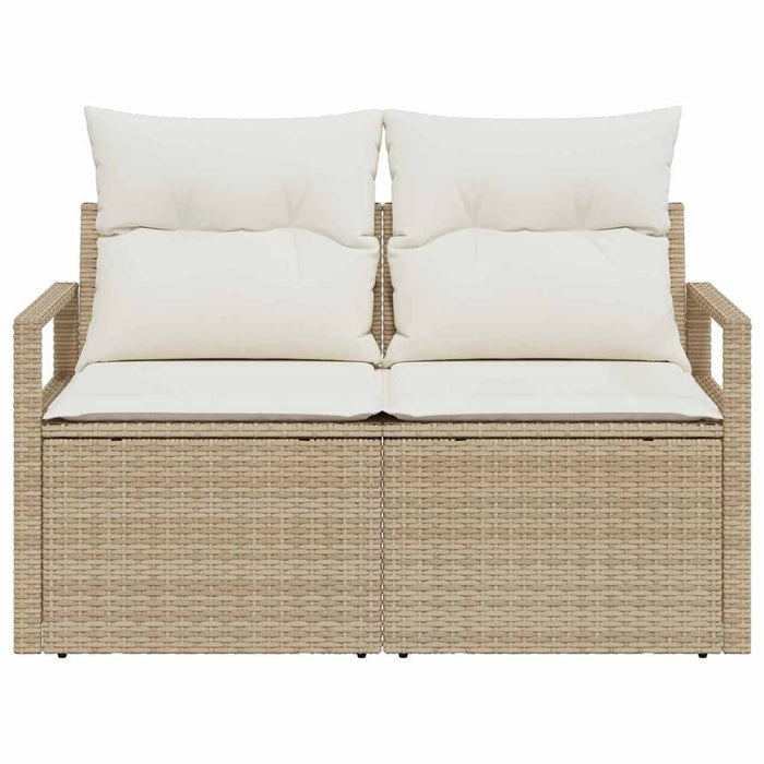 Hagemøbelsofa med pute Beige 120 x 62 x 69cm polyrotting