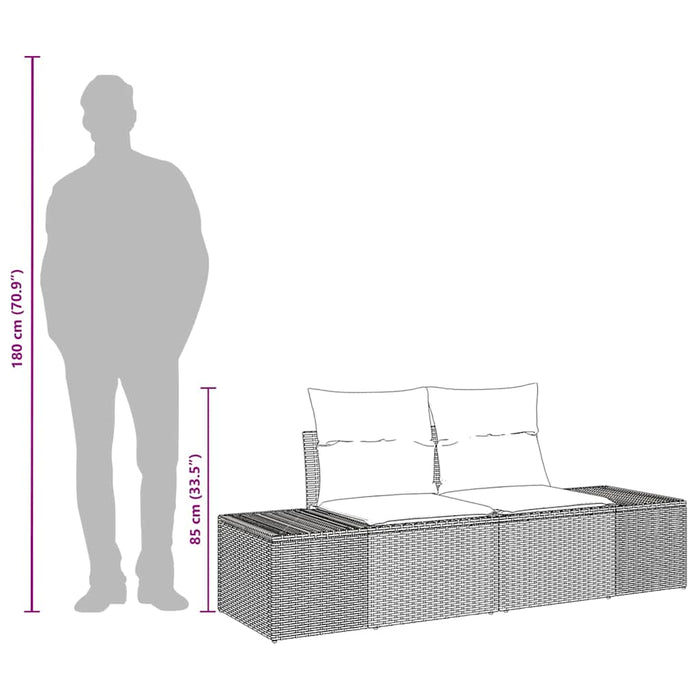 2-seters hagesofa med puter beige poly rattan