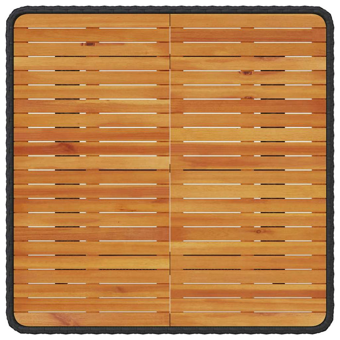 3-delt hage spisebordsett med puter svart poly rattan acacia