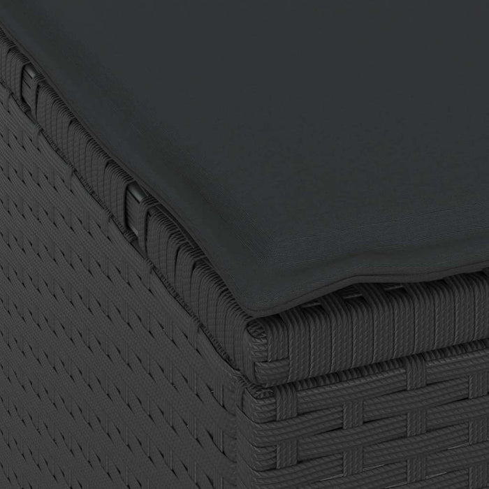 4 Delt Hagespisestolsett med Puter Svart Poly Rattan Akacia