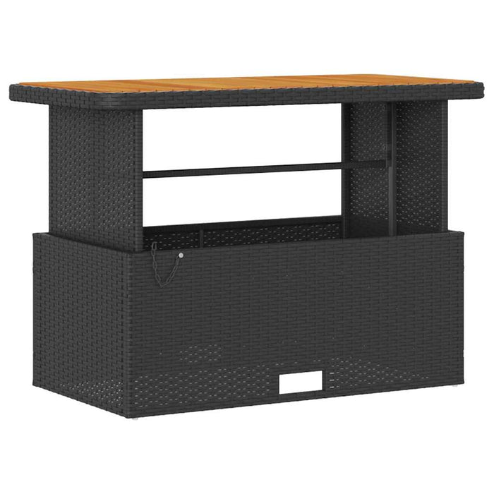 4 Delt Hagespisestolsett med Puter Svart Poly Rattan Akacia