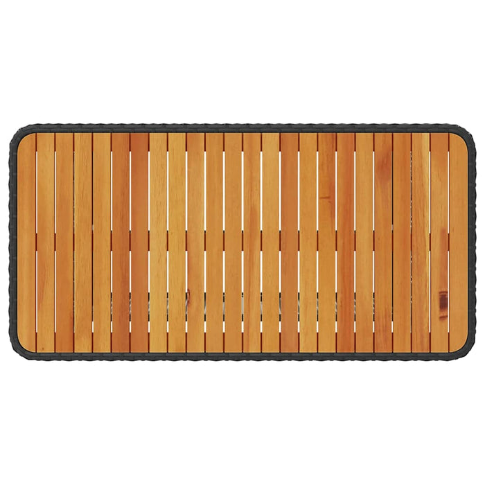 4 Delt Hagespisestolsett med Puter Svart Poly Rattan Akacia