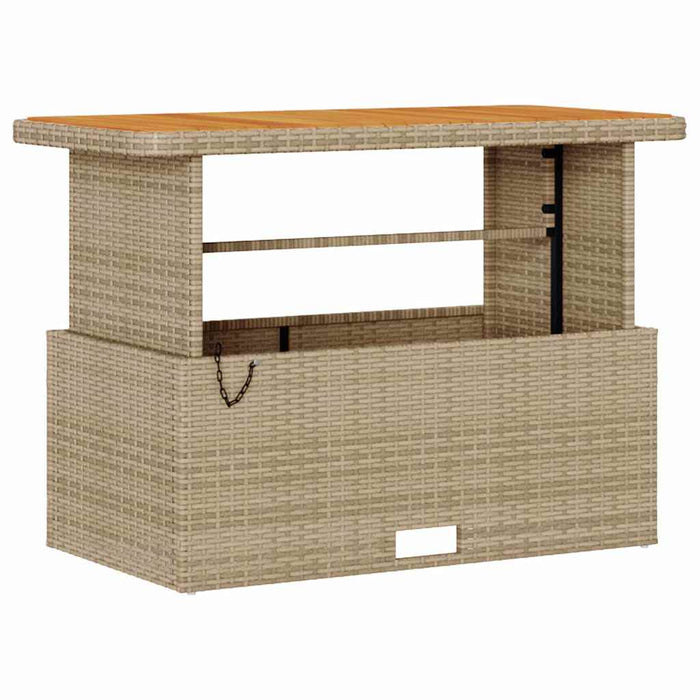 4 Delt Hage Spisegruppe med Puter Beige Poly Rattan Akasie
