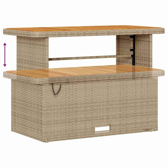 4 Delt Hage Spisegruppe med Puter Beige Poly Rattan Akasie