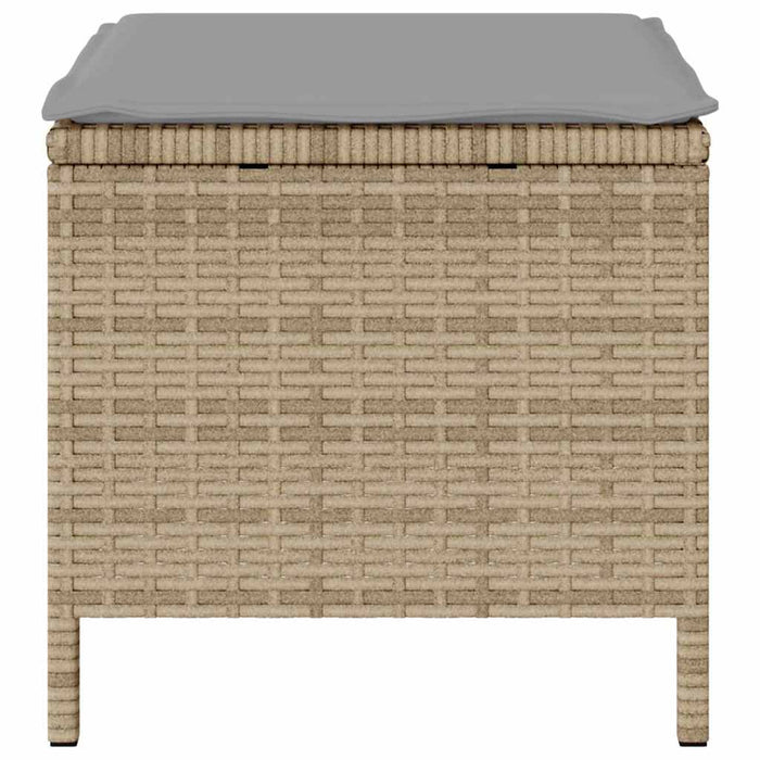 4 Delt Hage Spisegruppe med Puter Beige Poly Rattan Akasie