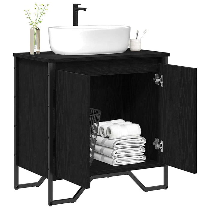 Sink Cabinet med dør Svart Eik 60 x 35 x 60 cm Konstruert tre