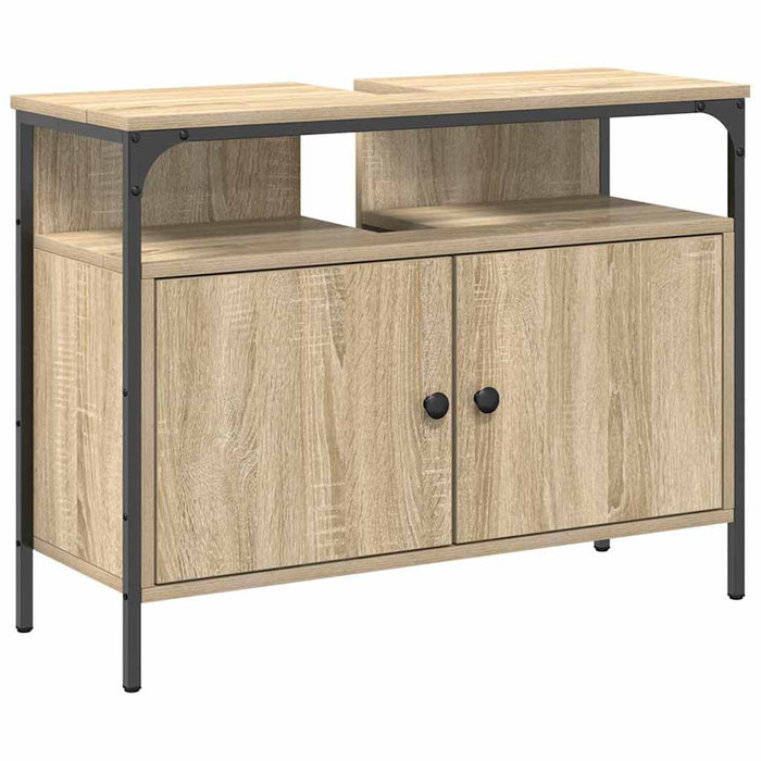 Baderomsskapsett med hylle Veggmontert med lagring med dør med speil 3 pcs Sonoma eik 80 x 30 x 60 cm