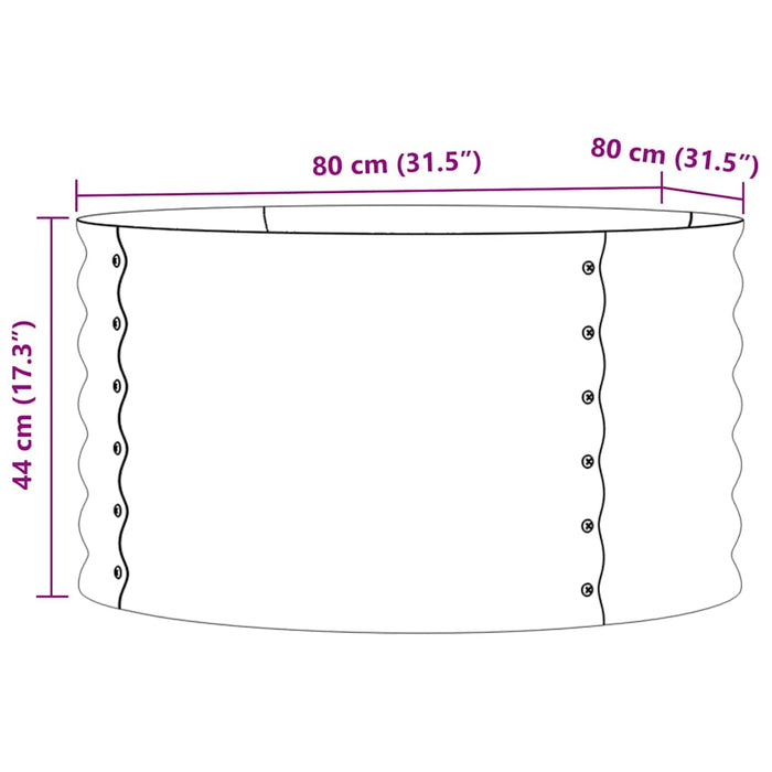 Hagehevebed Brun 80x80x44 cm Galvanisert Stål
