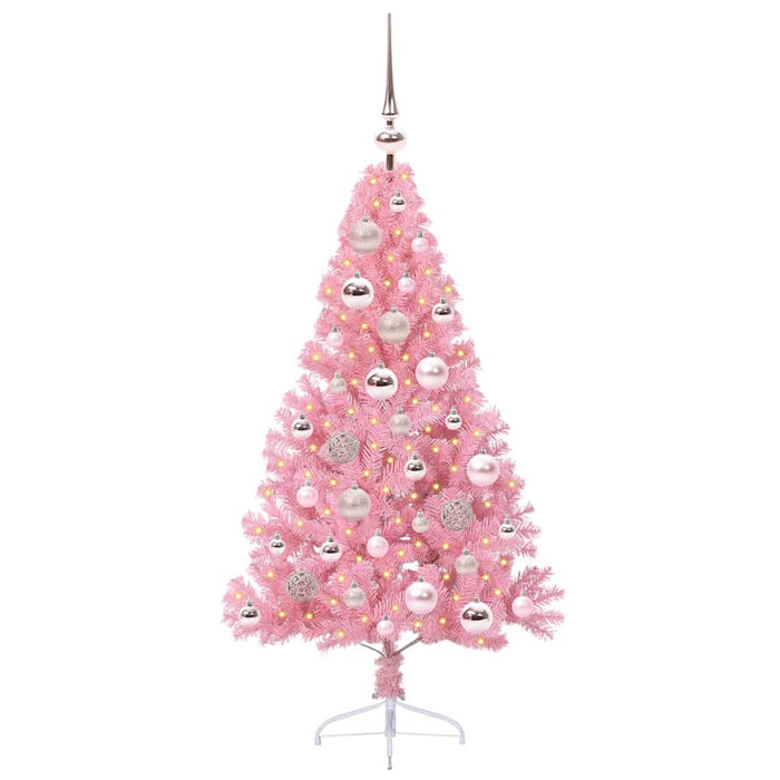 Kunstig Forhåndsopplyst Juletre med 150 LED Rosa 120 cm PVC