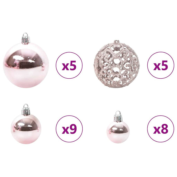 Kunstig Forhåndsopplyst Juletre med 150 LED Rosa 120 cm PVC