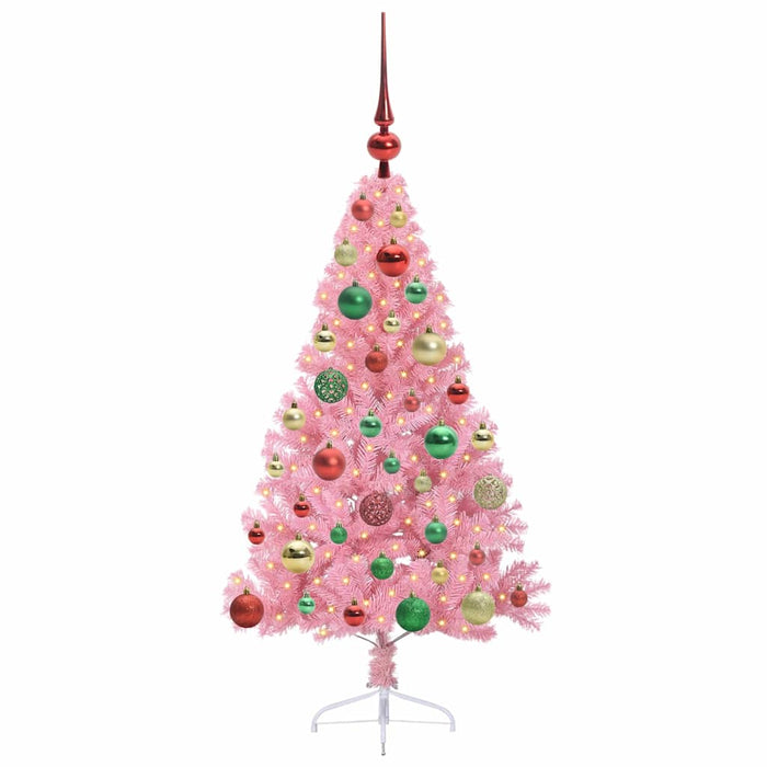 Kunstig Forhåndsopplyst Juletre med 150 LED Rosa 120 cm PVC
