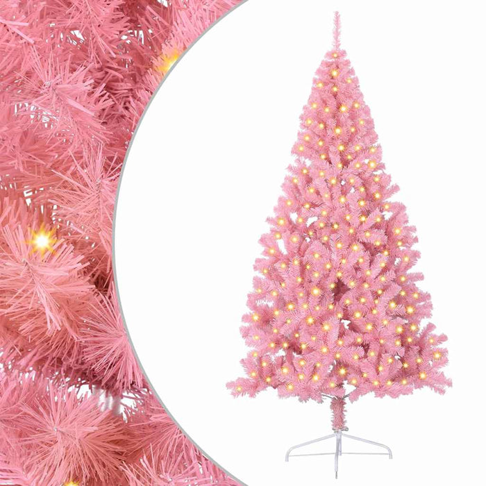 Kunstig forbelyst juletre med 300 LED Rosa 210 cm PVC