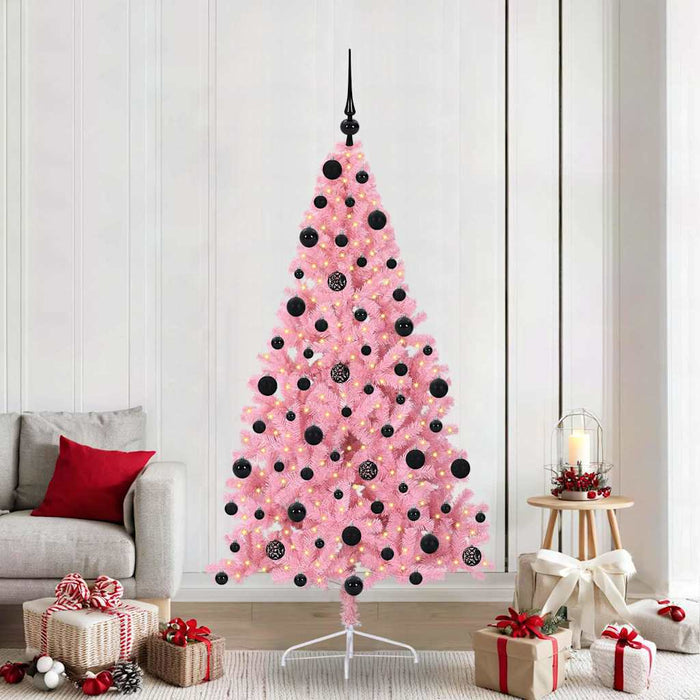 Kunstig Forhåndsopplyst Juletre med 300 LED Rosa 210 cm PVC