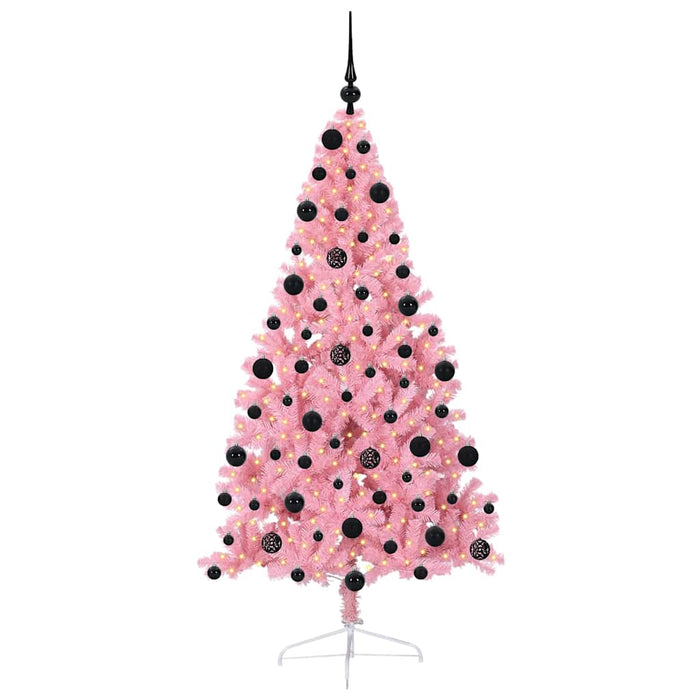 Kunstig Forhåndsopplyst Juletre med 300 LED Rosa 210 cm PVC