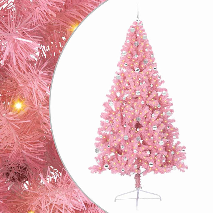 Kunstig Forhåndsopplyst Juletre med 300 LED Rosa 240 cm PVC