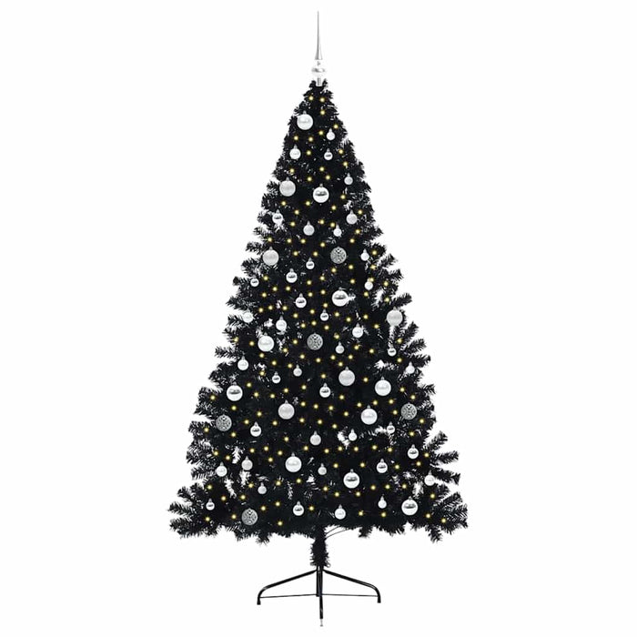 Kunstig Forhåndsopplyst Juletre med 300 LED Svart 210 cm PVC