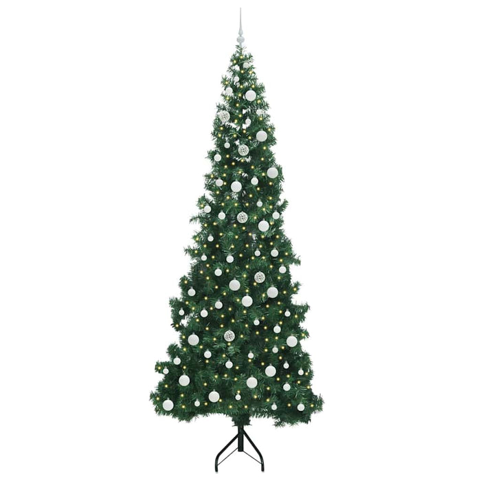 Hjørne Kunstig Jul Tre med 300 LED grønn 240 cm PVC og metall