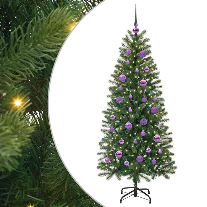 Kunstig juletre med 150 LED med stativ grønn 150 cm PE og PVC